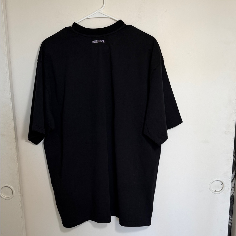 Men's Black Short Sleeve Tee with Studded Logo Detail - Picture 5 of 8
